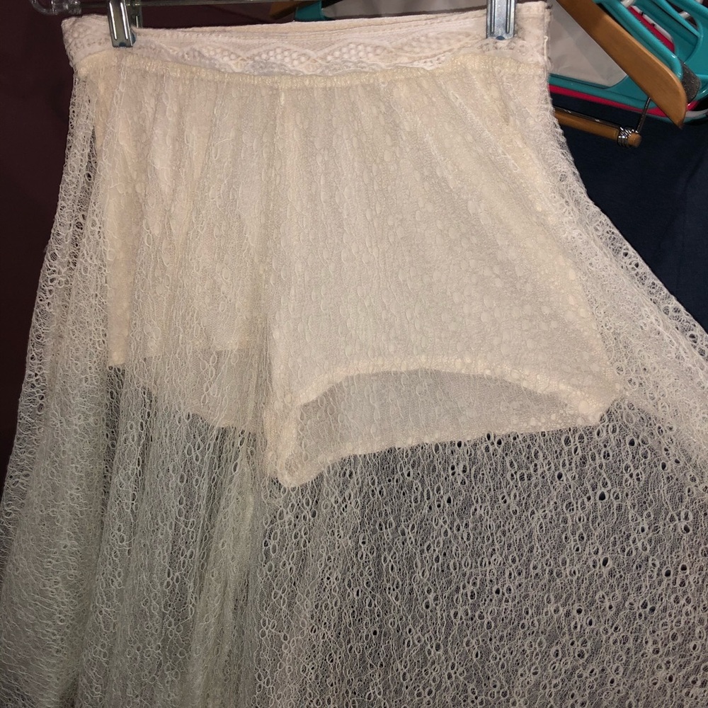 Free people white sheer shorts skirt beach